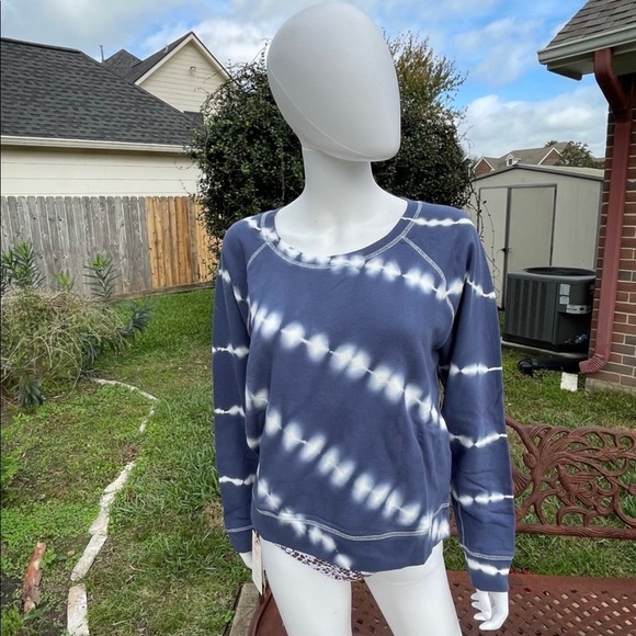 Rails Tops - NWT RAILS Theo Striped Tie-Dye Boho Sapphire Blue Sweatshirt Top